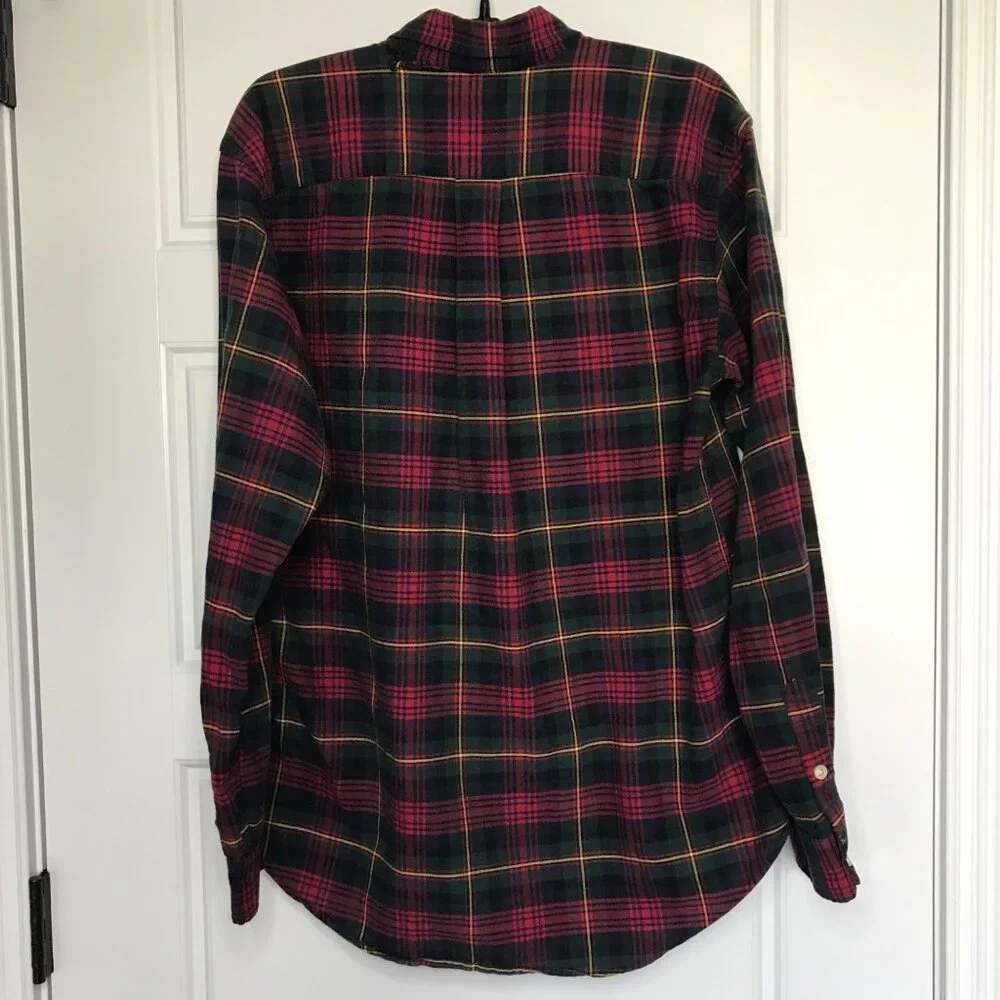 Vintage Ralph Lauren Plaid Button‎ Down Shirt Boys XL (18-20) Cotton, Christmas